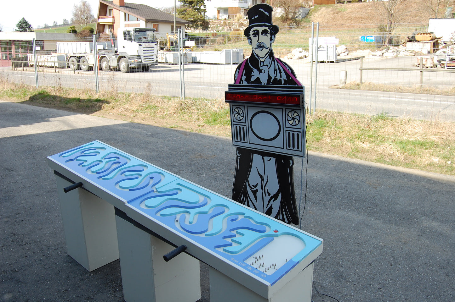 Ankündigungstafel "Leiermann"