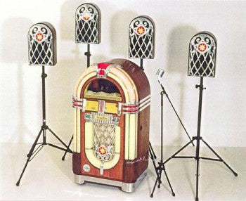 Lautsprecher auf Stativen für Wurlitzer