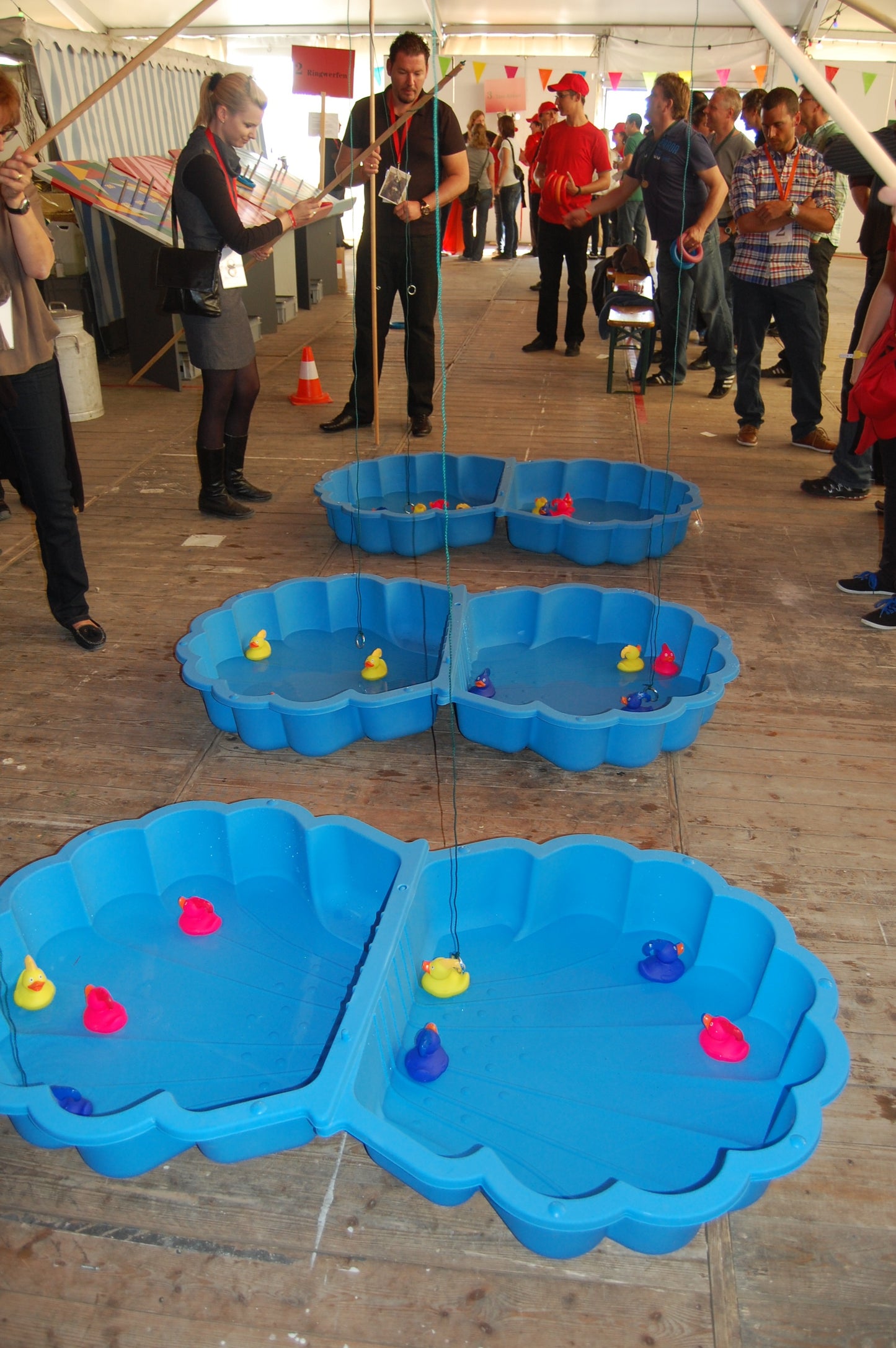 Enten fischen in Muscheln